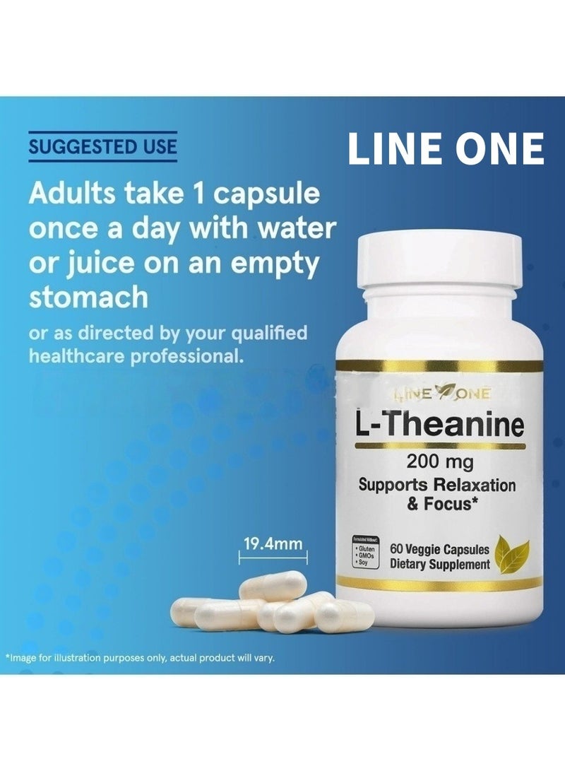 LINE ONE L Theanine 200mg Stress Relief 60 Vegan Capsules - Image 5