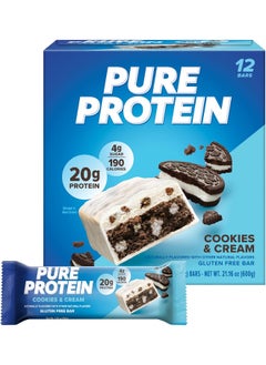 Pure Protein Bars, High Protein, Nutritious Snacks To Support Energy, Low Sugar, Gluten Free, Cookies & Cream, 1.76 Oz, 12 Count (Pack Of 1)  - Image 1
