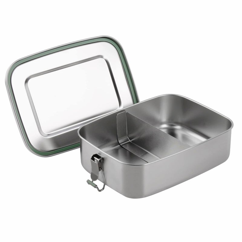Arora Stainless Steel Bento Lunch Box - 1500ml w/Divider  2 Compartments  Eco & Recyclable Food Container  Leakproof & Dishwasher Safe  BPA Free  On-the-Go Eating Design for Adults & Teens - Image 1