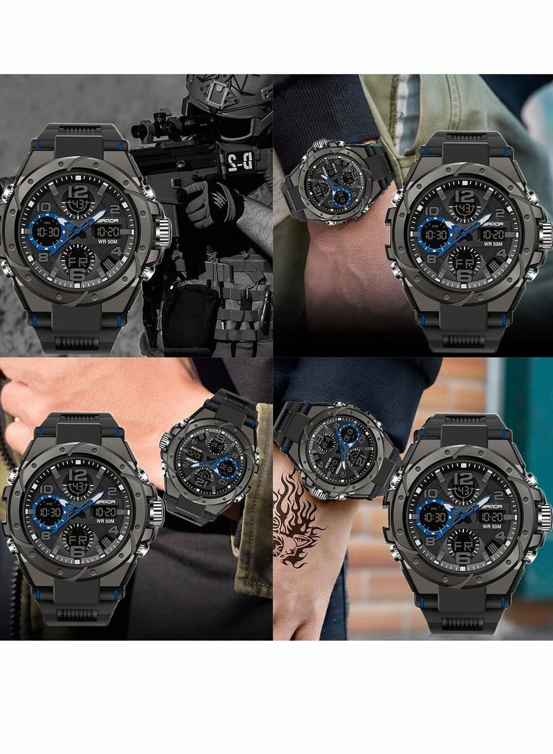 Y&D Men's Analog Sports Watch, Digital Outdoor Electronic Large Dual Display Waterproof Tactical Watches  - Image 5