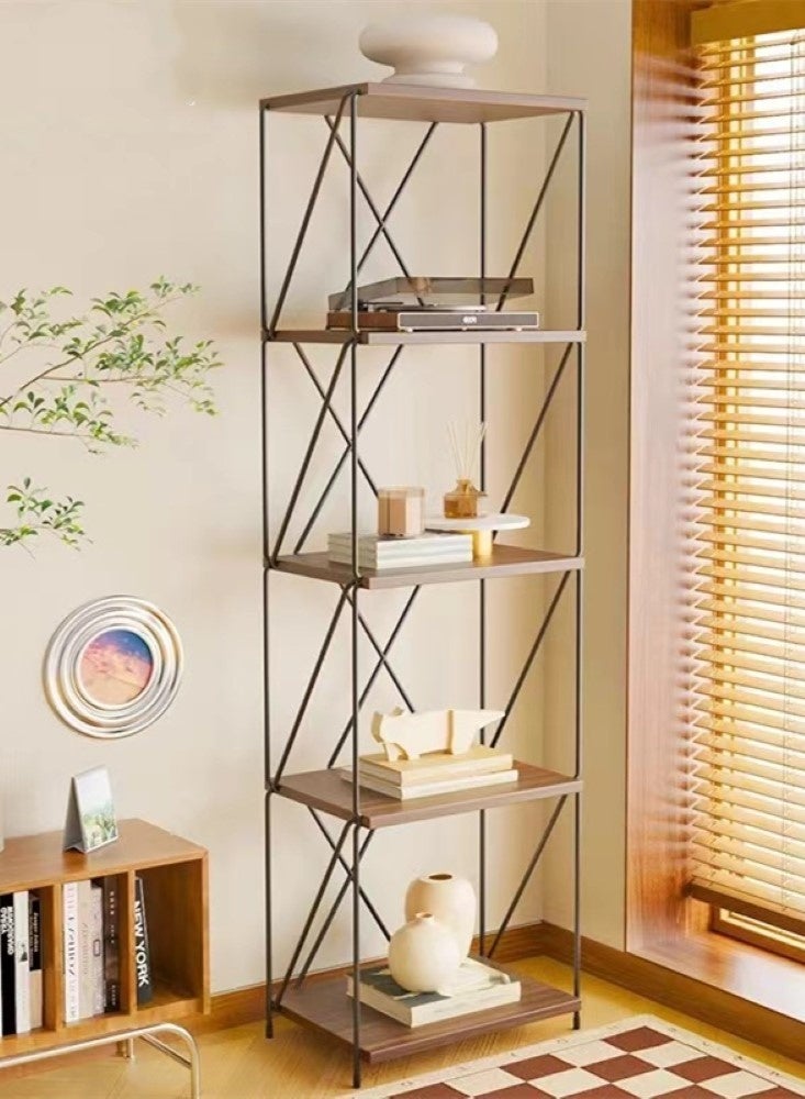 Kutis 4-Tier Display Shelf Storage Shelf Bookshelf Storage Rack For Living Room Bedroom Steel/MDF Brown/Black 41x30.8x136.6 cm - Image 2