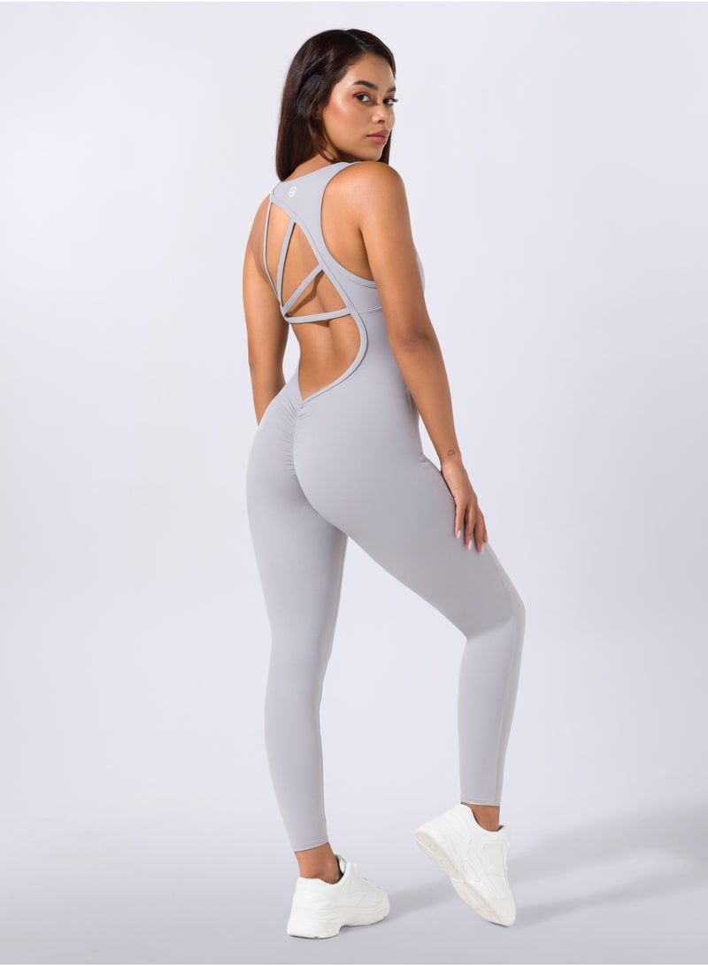 Allure Asymmetrical Bodysuit  - Light Grey - Image 4