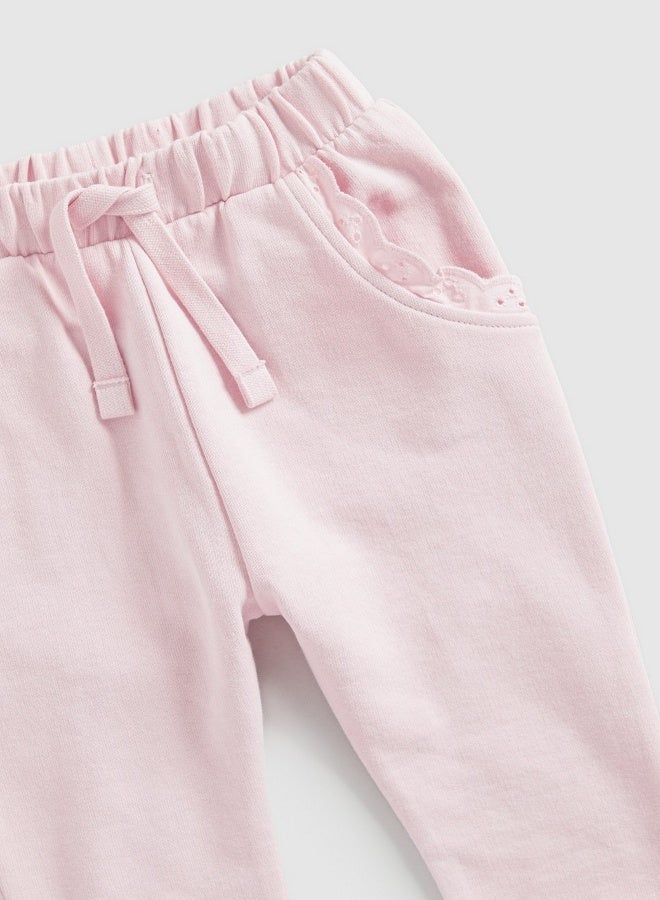 Pink Broderie-Frill Joggers