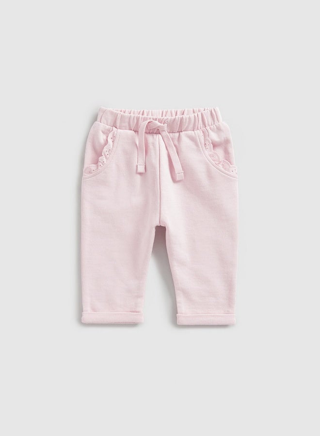 Pink Broderie-Frill Joggers