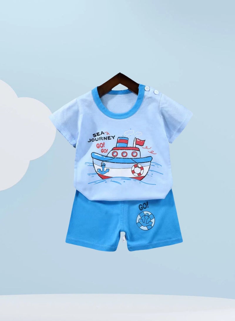 4 boys' shorts and short-sleeved outfits with boat crocodile zebra print - Image 5