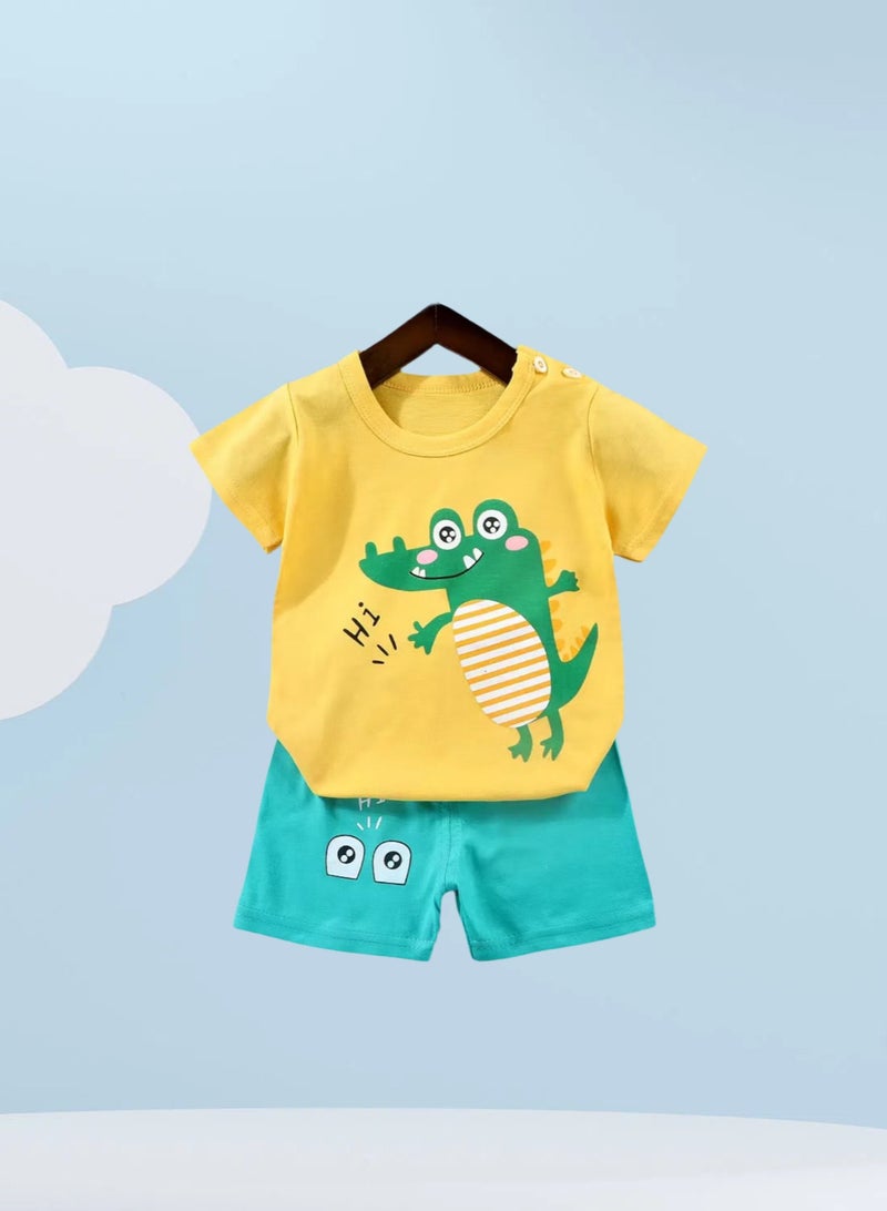 4 boys' shorts and short-sleeved outfits with boat crocodile zebra print - Image 4