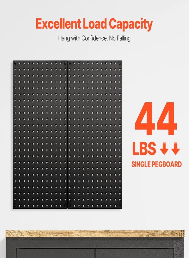 VEVOR Metal Pegboard Panels, 24" x 12" Pegboard, 2 Panels, Heavy Duty Steel Peg Board Wall Organizer, for Living Room Garage Tool Storage Workbench Office Organization Craft Room Kitchen Home, Black - Image 2