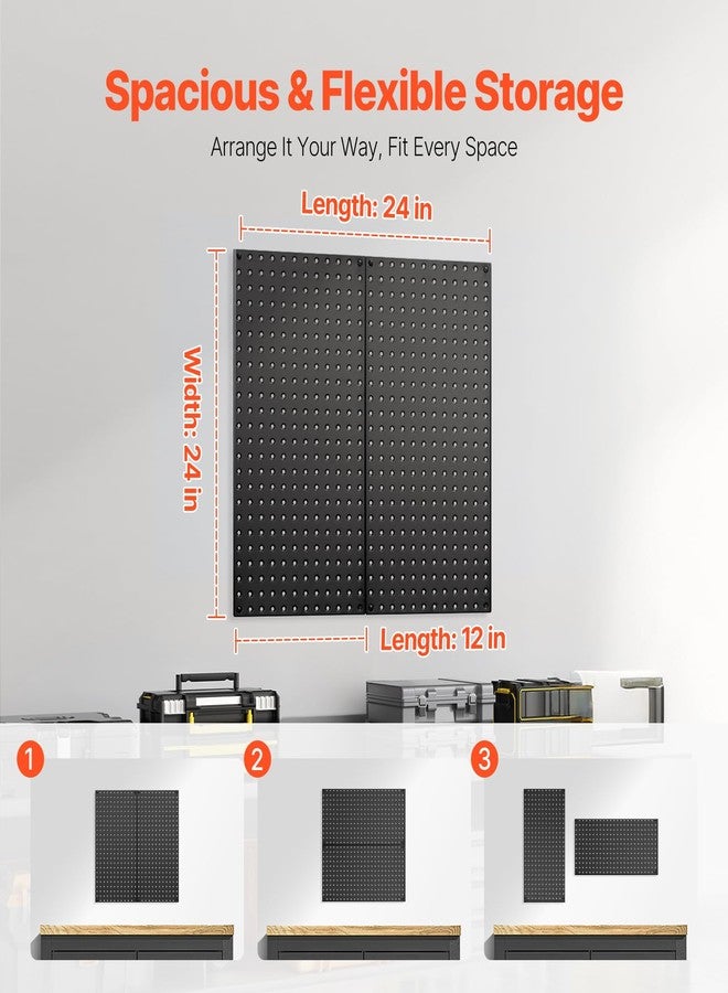 VEVOR Metal Pegboard Panels, 24" x 12" Pegboard, 2 Panels, Heavy Duty Steel Peg Board Wall Organizer, for Living Room Garage Tool Storage Workbench Office Organization Craft Room Kitchen Home, Black - Image 4