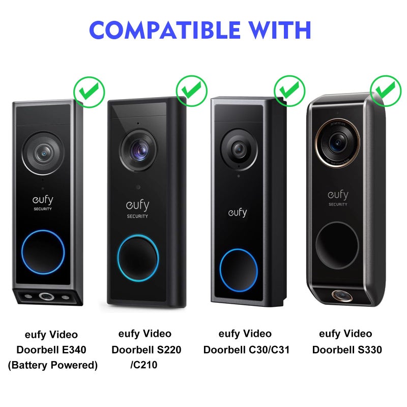 CaGuan Adjustable Doorbell Mount(35Â°-145Â°) for eufy Video Doorbell E340/C31/C30/C210/S330, No-Drilling Mounting Bracket,Left/Right Adjustable,Wide Viewing Angle,Ideal for Apartment/houses, Black - Image 2