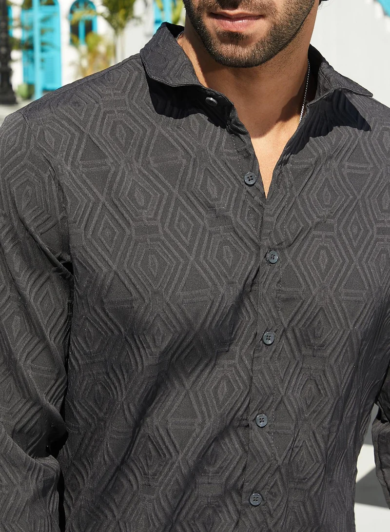 Campus Sutra Men's Ash Grey Illuminator-Tactile Shirt