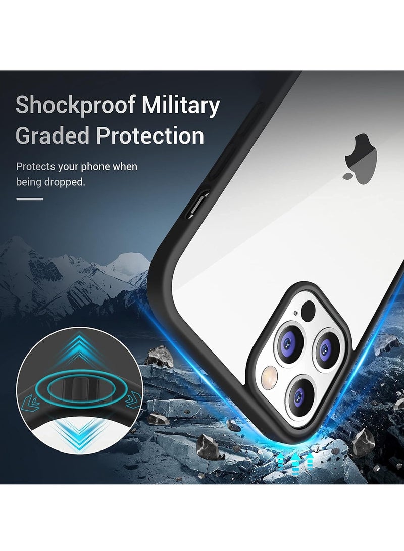 ten.tech Transparent protective cover for mobile phone iPhone 12 Pro Max, anti-shocks and scratches made of polycarbonate and flexible silicone, anti-yellowing by TenTech – Black  - Image 5