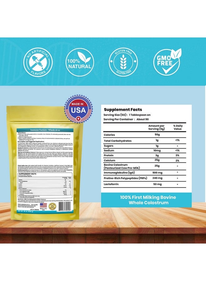 BodyBoost Whole Colostrum, 100% Bovine Colostrum Powder, Immune Booster with Immunoglobulin & Lactoferrin, Grass Fed Colostrum for Gut Health, 16 oz - Image 2