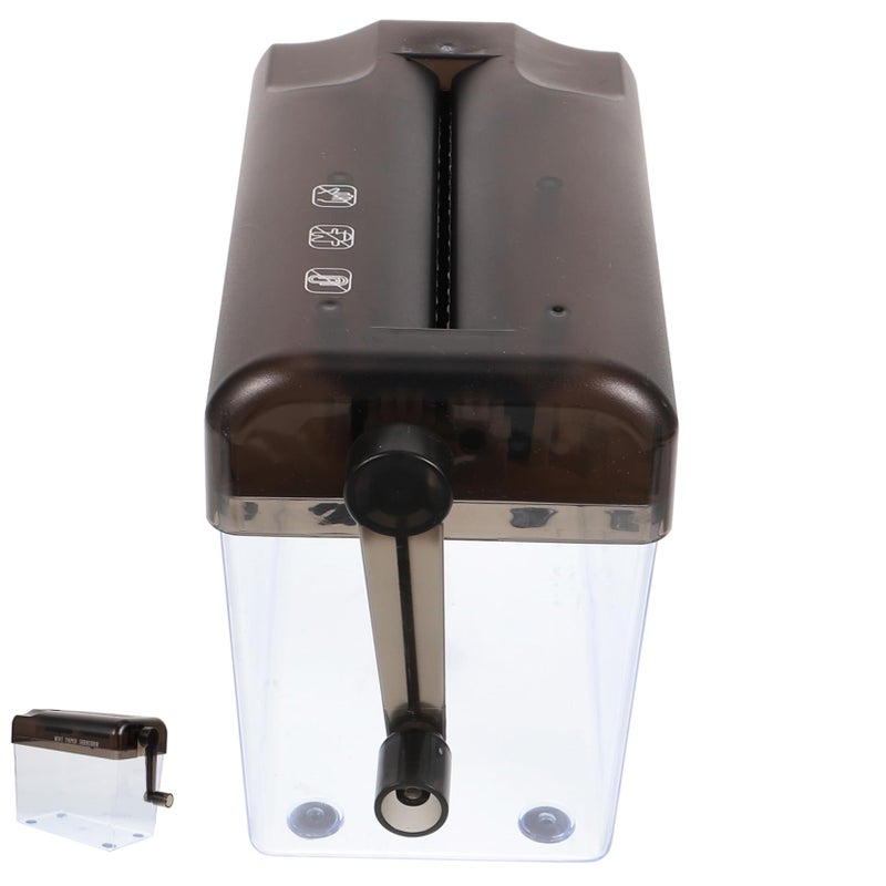 Grey Manual Hand Crank Desktop Document Shredder For Home Office 18X15X10CM - Image 2