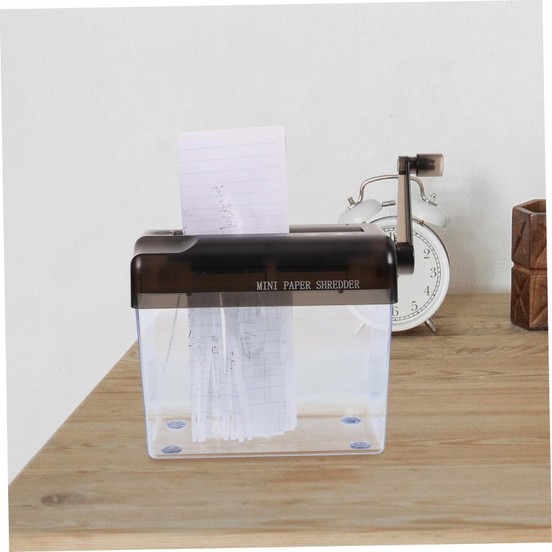 Grey Manual Hand Crank Desktop Document Shredder For Home Office 18X15X10CM - Image 4