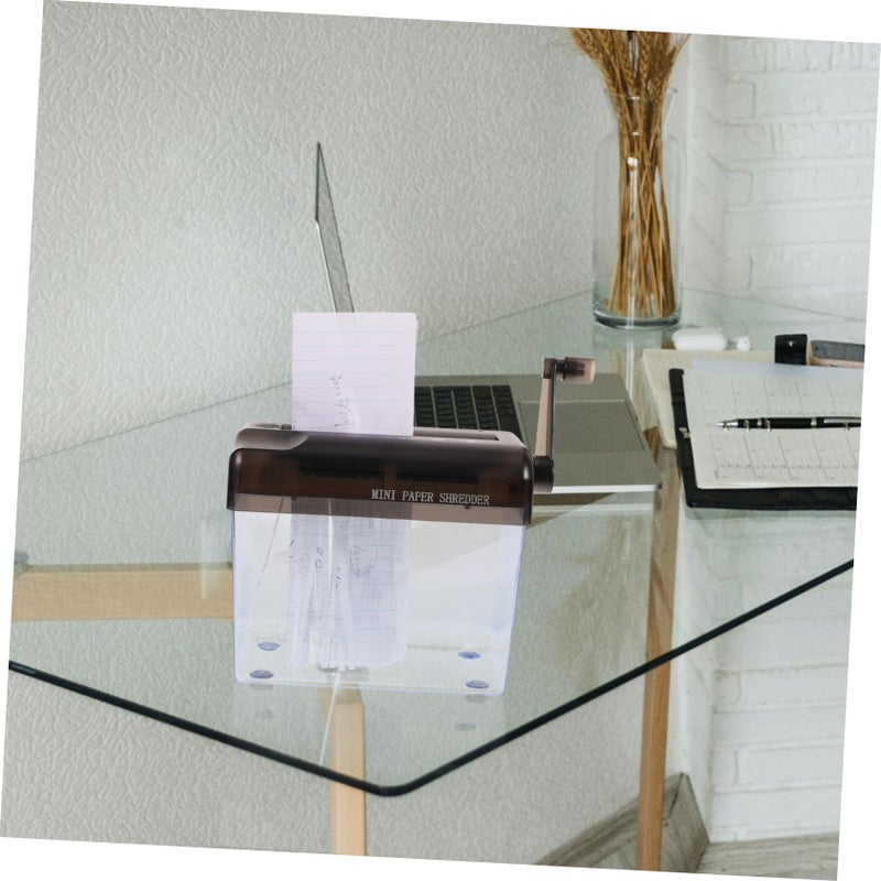 Grey Manual Hand Crank Desktop Document Shredder For Home Office 18X15X10CM - Image 5