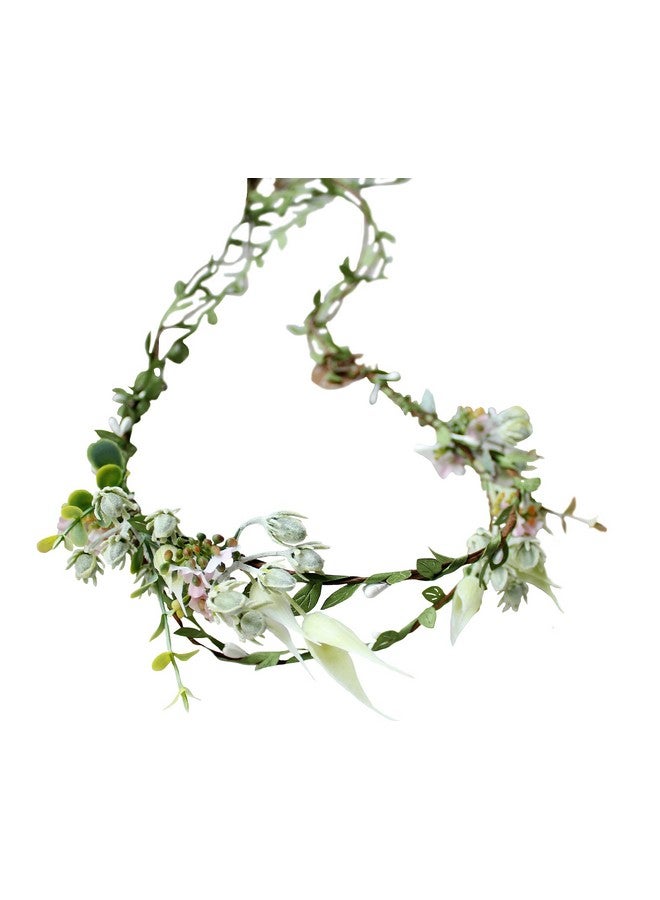 Vivivalue Wedding Flower Crown Flower Garland Headband Hair Wreath Floral Headpiece Halo Boho with Ribbon Party Prom Festival Photos - Image 1