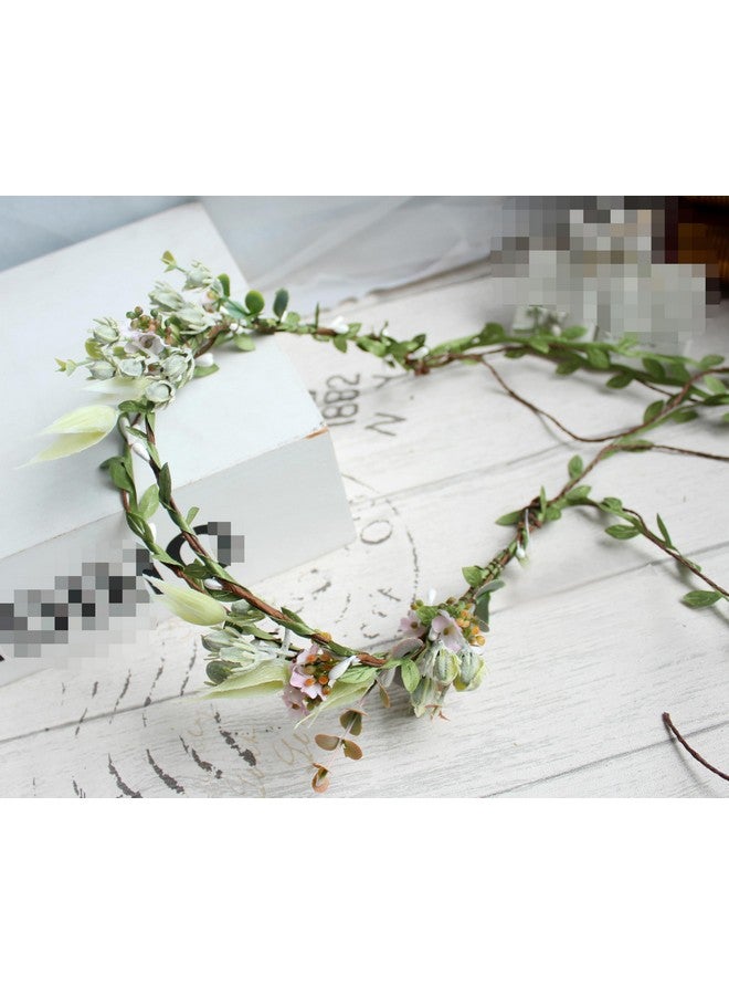 Vivivalue Wedding Flower Crown Flower Garland Headband Hair Wreath Floral Headpiece Halo Boho with Ribbon Party Prom Festival Photos - Image 5