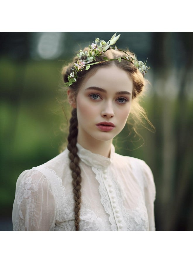 Vivivalue Wedding Flower Crown Flower Garland Headband Hair Wreath Floral Headpiece Halo Boho with Ribbon Party Prom Festival Photos - Image 2