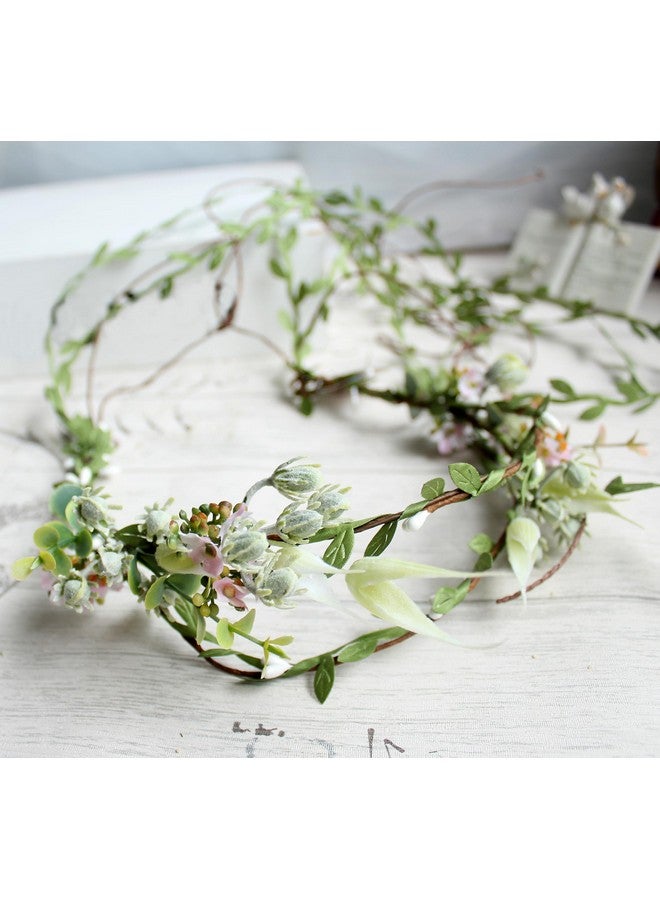 Vivivalue Wedding Flower Crown Flower Garland Headband Hair Wreath Floral Headpiece Halo Boho with Ribbon Party Prom Festival Photos - Image 3