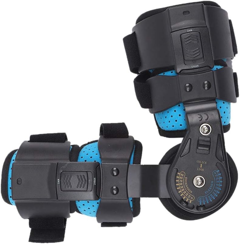 كلاراكو دعامة مرفق مفصلية، دعامة ذراع قابلة للتعديل من الفولاذ المقاوم للصدأ لدعم التعافي من الإصابات، دعامة تثبيت دعامة للذراع اليمنى (أزرق)، قابلة للتنفس ومريحة - Image 1