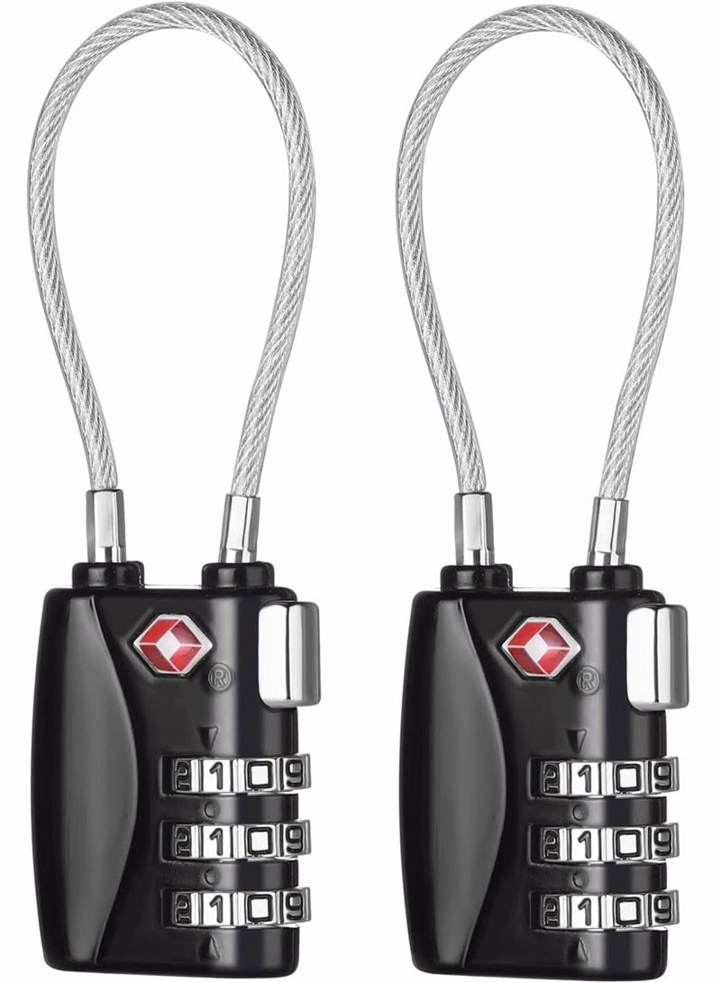 TSA Approved Luggage Padlocks 3 Digit Combination Travel Locks for Suitcases and Gym Lockers 2 Pack Black  - Image 1