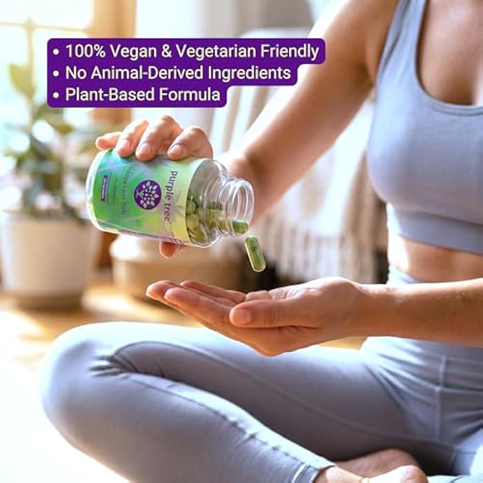 purple tree Happy Liver Daily | Liver Support Supplement with Milk Thistle, Dandelion, Artichoke, Turmeric & Liposomal Glutathione | Antioxidant & Daily Liver Wellness | 60 Vegan Capsules - Image 4