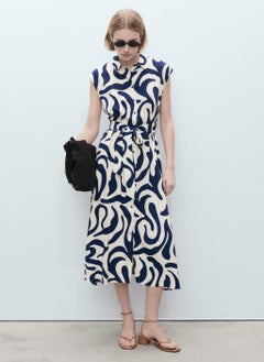 MANGO Printed Shirt Dress With Belt  - Image 1