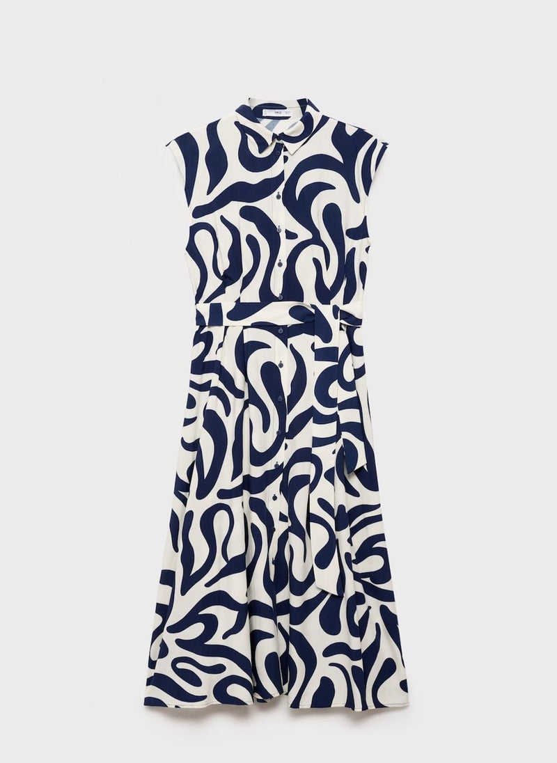 MANGO Printed Shirt Dress With Belt  - Image 5