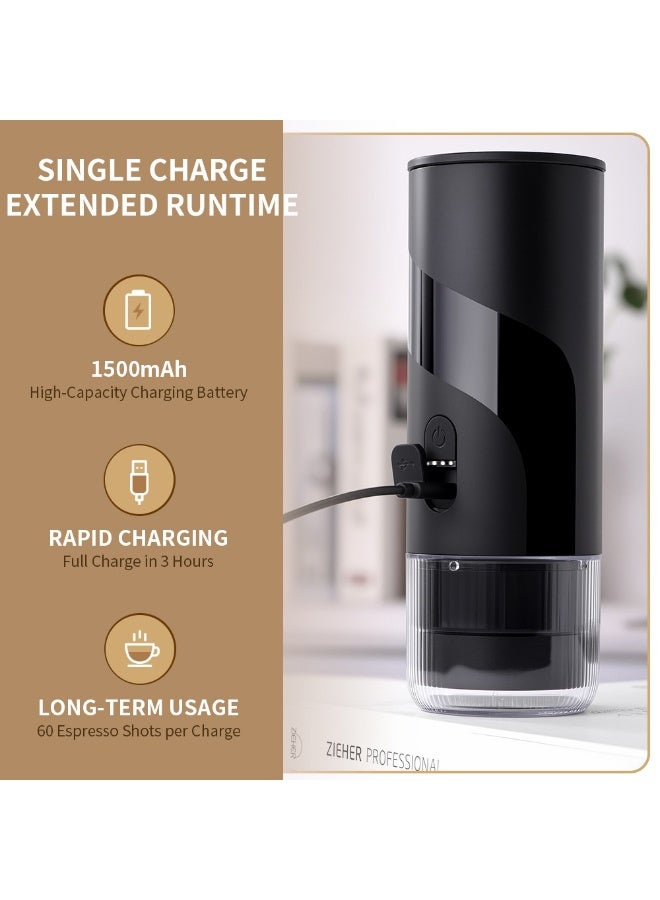 BUYCO Portable Electric Espresso Maker 2-in-1 for Capsule & Ground Coffee – Rechargeable Mini Coffee Machine for Travel, Car & Office - Image 4