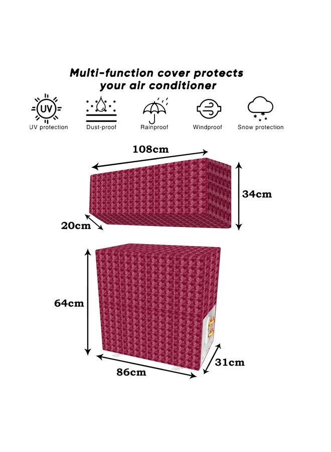 Kuber Industries Split AC Cover | PVC Check AC Cover | Outdoor Condenser AC Cover | AC Cover for Indoor & Outdoor | AC Cover for Dust Protection | 1.5 Ton Ac Cover | Pink - Image 3