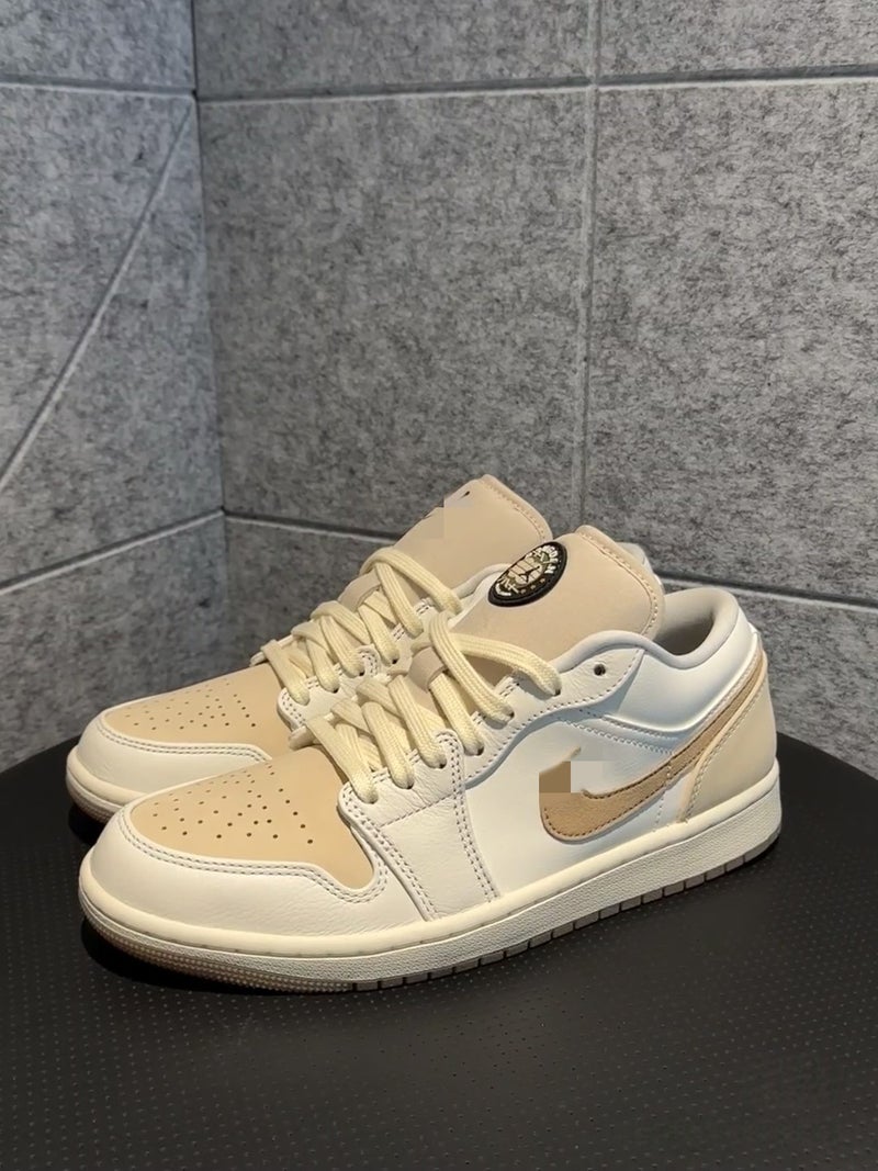 Ready Stock for Aj 1 Low-Top Friction Sound-Making Versatile White Comfortable Shoes for Men and Women, Casual Sports Basketball Shoes - Image 1