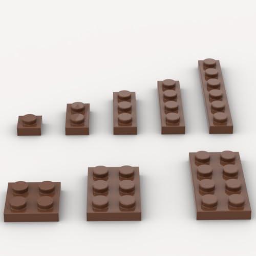 YUJHITP Classic Building Plate Assortment Pack 100Pcs Brown Bulk Plates with 8 Size Building Plate Base Plate Compatible with Lego Parts and Pieces Building Bricks for Most BrandsColorBrown - Image 1