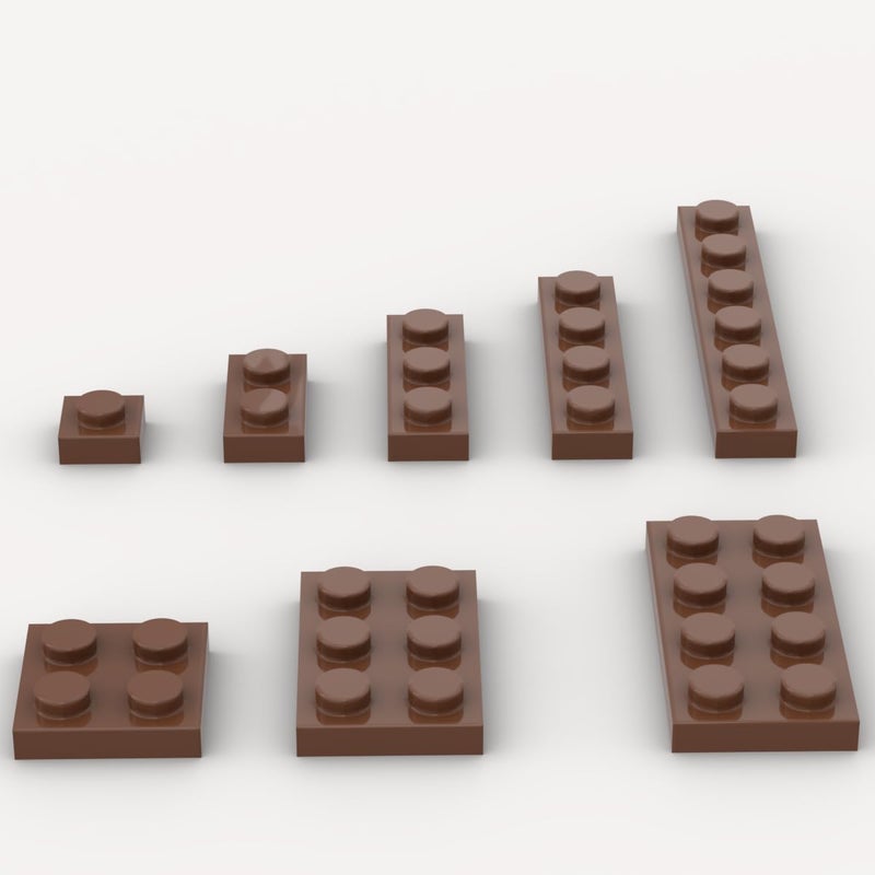 YUJHITP Classic Building Plate Assortment Pack 100Pcs Brown Bulk Plates with 8 Size Building Plate Base Plate Compatible with Lego Parts and Pieces Building Bricks for Most BrandsColorBrown - Image 3