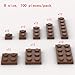 YUJHITP Classic Building Plate Assortment Pack 100Pcs Brown Bulk Plates with 8 Size Building Plate Base Plate Compatible with Lego Parts and Pieces Building Bricks for Most BrandsColorBrown - Image 4