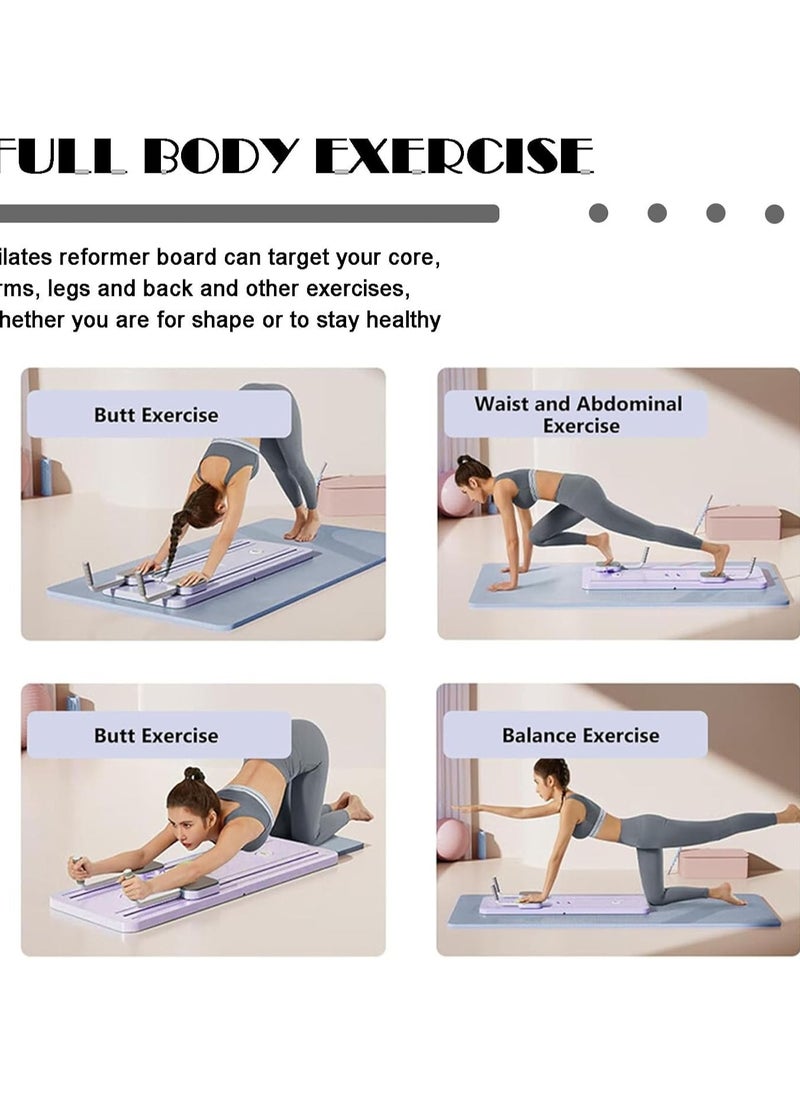 5 in 1 Pilates Board,Pilates Reformer Machine with Timer,Multi-Purpose Foldable Pilates Machine for Home Use and Gym Workout,Suitable for Advanced and Beginners Users