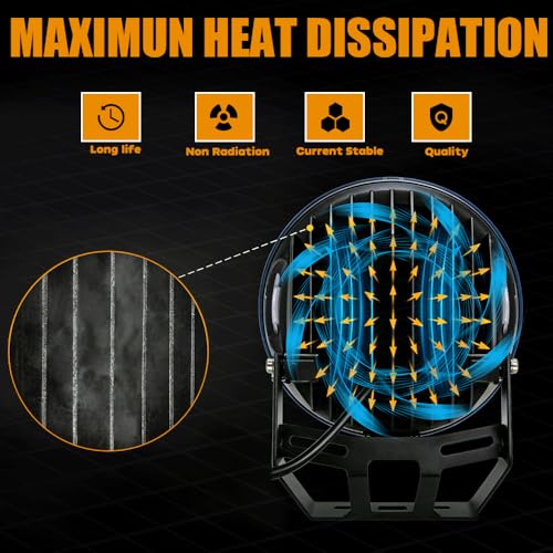 Turboo 9 Inch Round LED Off Road Lights 408W 2PCS 40800LM Trucks Tractor LED Work Lights, Driving Light Bar Tractor Fog Lights for Snowmobile SUV ATV UTV Golf Car Boat Mower Snowplow, Black - Image 3