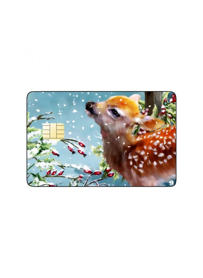 RKN PRINTED BANK CARD STICKER Cute Deer Drawing In Winter - Image 2