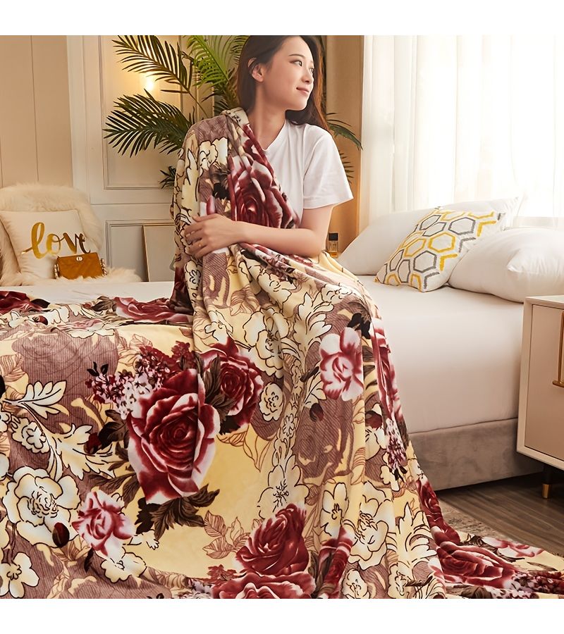 Flower Room 150200 Comfortable Summer Nap Blanket with Floral Pattern Soft and Cozy Not Thickened No Shedding Light Blue Clouds and Yellow Flowers Design Perfect for Home Decor Suitable for All Seasons - Image 1