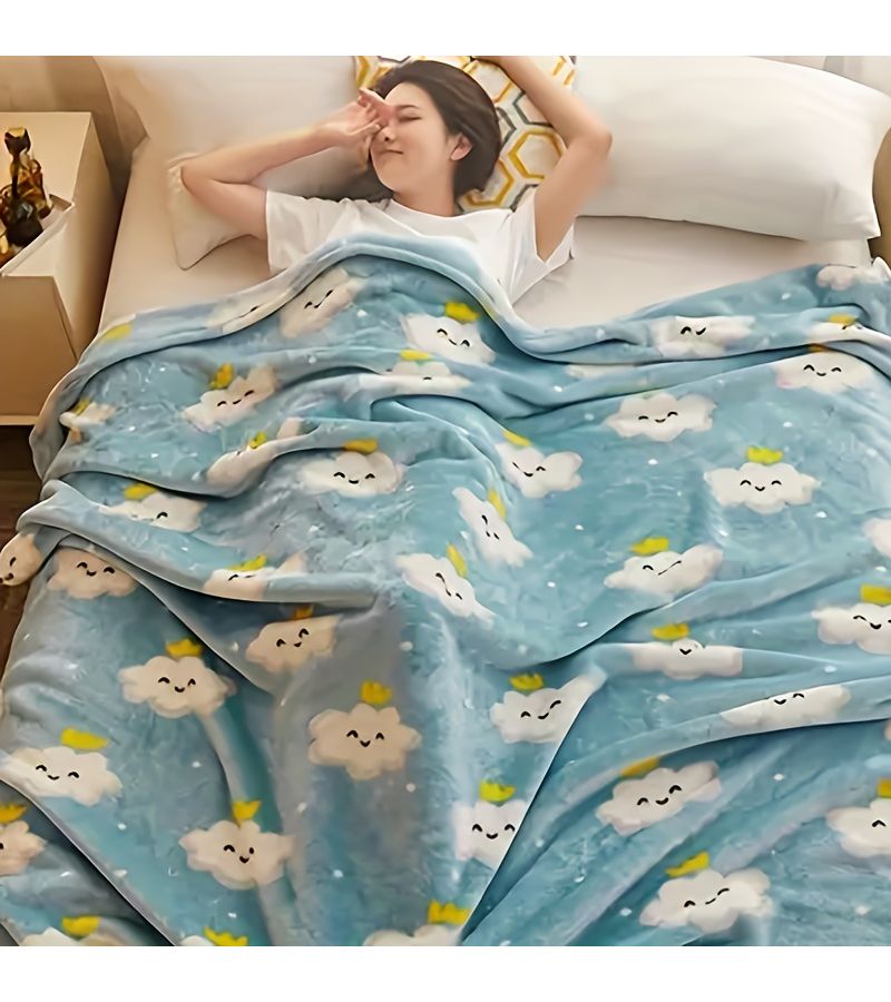 Flower Room 150200 Comfortable Summer Nap Blanket with Floral Pattern Soft and Cozy Not Thickened No Shedding Light Blue Clouds and Yellow Flowers Design Perfect for Home Decor Suitable for All Seasons - Image 4