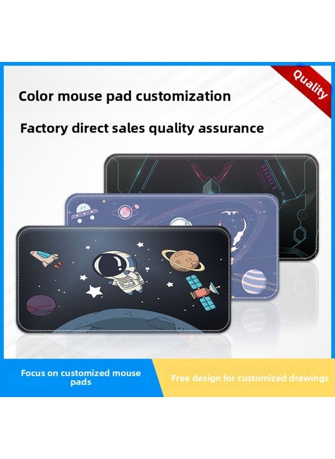 Generic - Advertising Mouse Pad Oversized Thick Lock Edge Computer Desk Mat Design Small Cute Cartoon Original-Color:240*200*3mm-Pattern:Z-149 Interstellar Surfing - Image 1