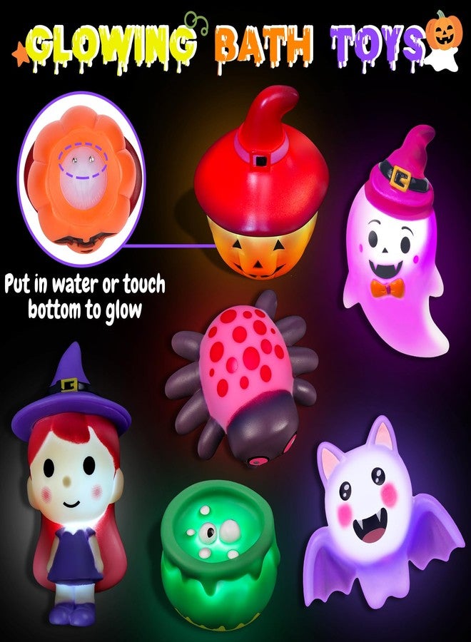 TSDATOWR Halloween Light Up Bath Toys for Toddlers Kids, 7PCS No Hole Bath Toys with Magic Book, Witch,Cauldron,Bat, Ghost, Pumpkin, Spider, Halloween Party Favors Treat Bags Gift for Boys Girls Ages 3+ - Image 2