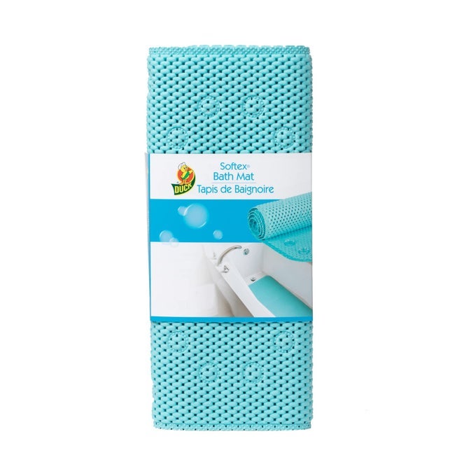 BRAND SOFTEX BATH MAT FOR TUBS MACHINE WASHABLE 17 X 36 INCHES BLUE SKID RESISTANT 393478