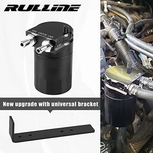 RULLINE Universal 350ml Reservoir Tank Oil Catch Can Tank 0046 Aluminum Polish Baffled Reservoir with Bracket Black - Image 2
