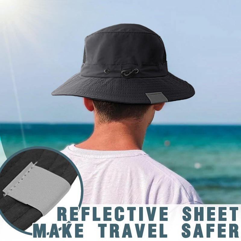 Seektop Surf Bucket Hat with UPF 50+ UV Protection, Waterproof Sun Hat with Adjustable Chin Strap for Surfing, Water Sports Black - Image 4