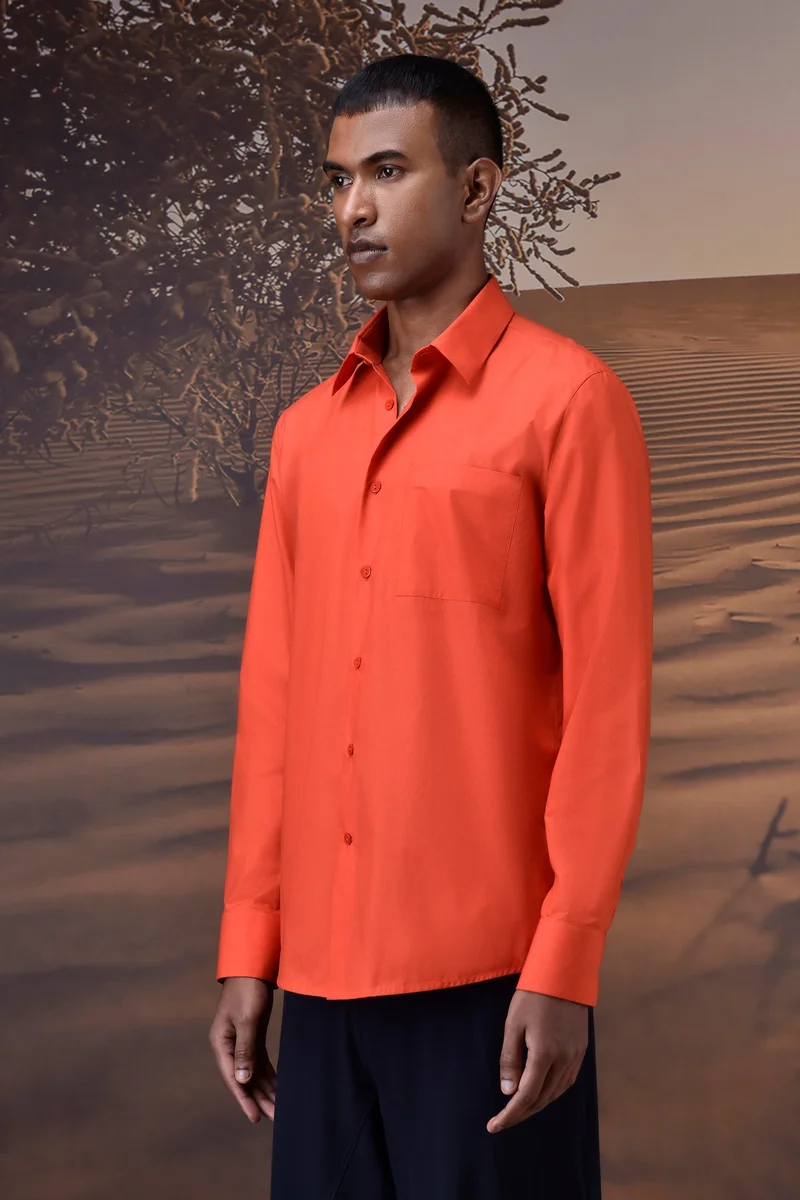 Genes Lecoanet Hemant Classic Giza Poplin Shirt - Coquelicot Red