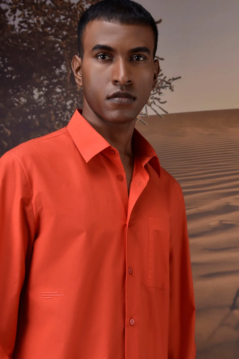Genes Lecoanet Hemant Classic Giza Poplin Shirt - Coquelicot Red