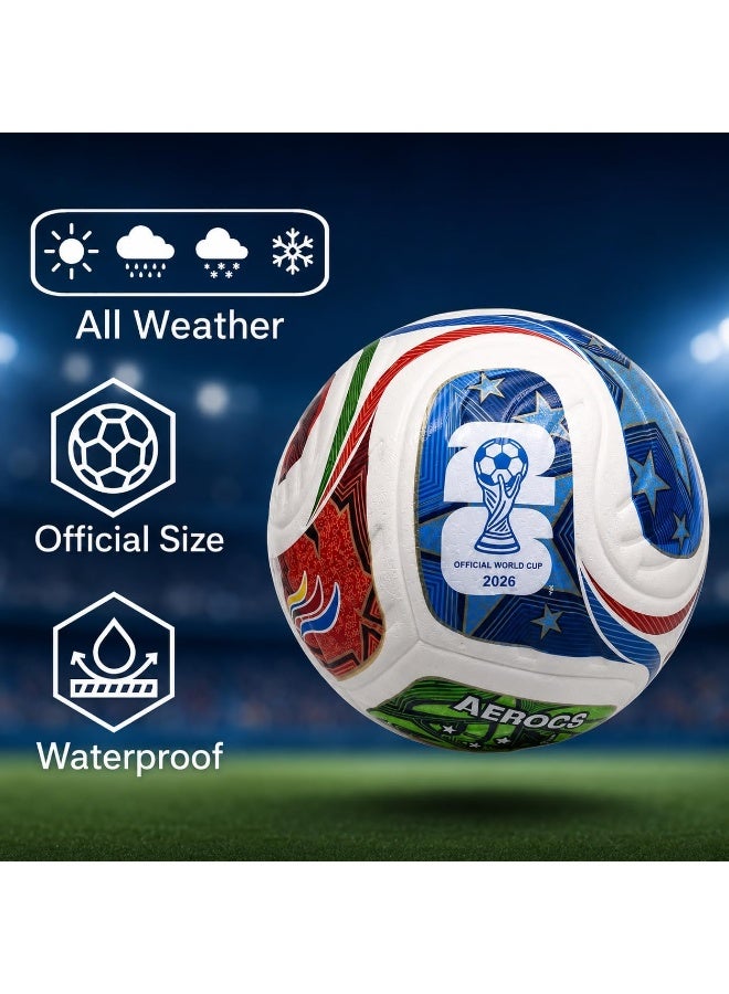 AEROCS Professional Size 5 Soccer Ball – Premium PU Leather Football with Soft Touch Grip, Durable Machine Stitching & Butyl Bladder for Optimal Air Retention – Ideal Training, Practice & Match Play on Grass or Turf - Image 5