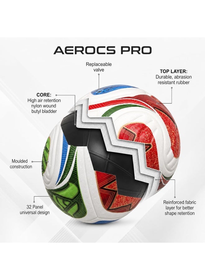 AEROCS Professional Size 5 Soccer Ball – Premium PU Leather Football with Soft Touch Grip, Durable Machine Stitching & Butyl Bladder for Optimal Air Retention – Ideal Training, Practice & Match Play on Grass or Turf - Image 3