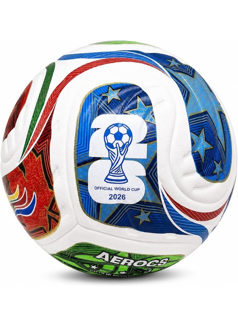 AEROCS Professional Size 5 Soccer Ball – Premium PU Leather Football with Soft Touch Grip, Durable Machine Stitching & Butyl Bladder for Optimal Air Retention – Ideal Training, Practice & Match Play on Grass or Turf - Image 1