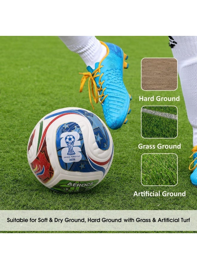 AEROCS Professional Size 5 Soccer Ball – Premium PU Leather Football with Soft Touch Grip, Durable Machine Stitching & Butyl Bladder for Optimal Air Retention – Ideal Training, Practice & Match Play on Grass or Turf - Image 4